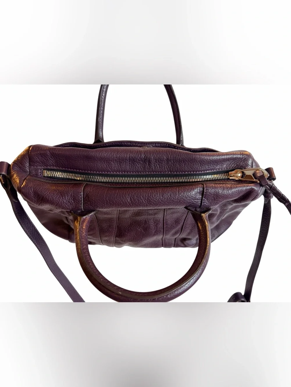 orYANY Burgundy Pebbled Leather Satchel Crossbody Shoulder Bag